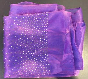Space Age Inc Rectangular Scarf Wrap Sarong Purple Transparent Fabric w/ Jewels - Picture 1 of 10