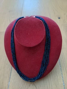 ♥Tolle alte 6-reihige Halskette aus bedampften Glasperlen bunt Länge 47 cm♥ - Picture 1 of 4