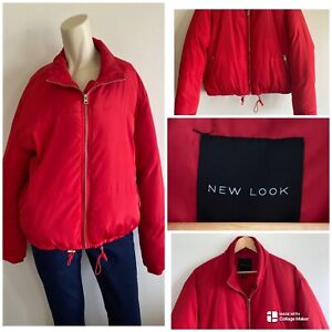 New Look Womens Jacket Red Puffer Coat Full Zip Short Casual Ladies Size 16