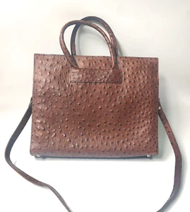 Vintage Italian Leather Ostrich Bag Tote/Crossbody - Picture 1 of 9