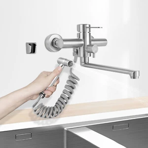 Grifo Grifo Cocina 360° con Pistola Pulverizadora Ducha Extensible Montaje en Pared DE - Imagen 1 de 11
