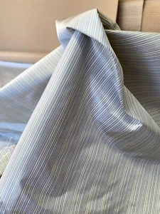 Scalamandre Astley Silk Strie Cream Blue White Pin Stripe Small Scale MSRP$350+ - Picture 1 of 9