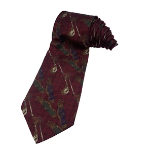 ROBERT TALBOTT Best of Class Burgundy Novelty Golf Made in the USA Silk Neck Tie - Picture 1 of 9