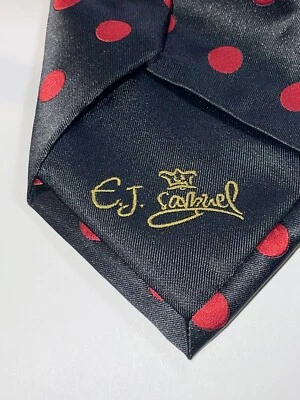 Corbata de microfibra vintage EJ Samuel clásica roja y azul a lunares Foto 1 de 4
