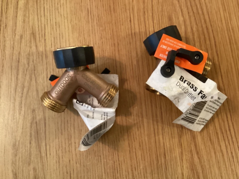 2 - Divisor de grifo de jardín de 2 vías de latón resistente y divisor de manguera conexión de manguera de 3/4" Foto 1 de 4