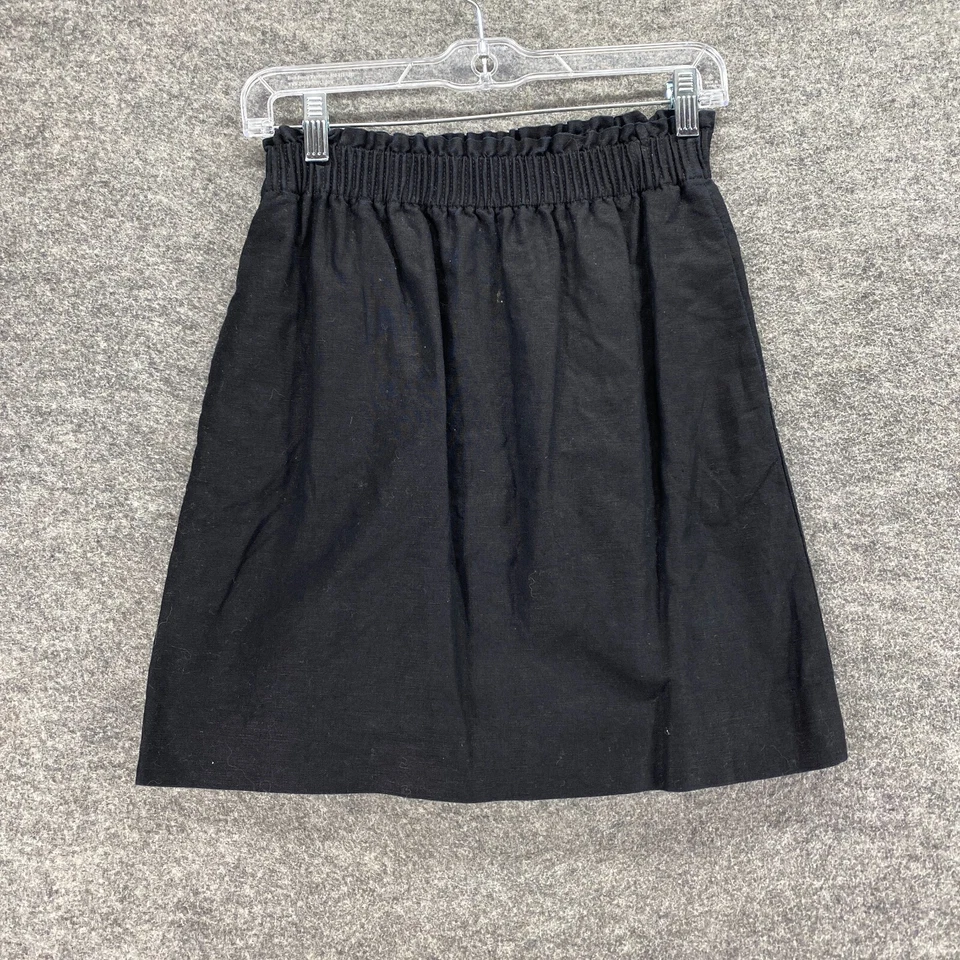 J. Falda Crew Mujer 0 Negra Línea A Midi Pull On Lino Forrada Cintura Elástica Informal Foto 1 de 4