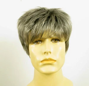 Short Wig For Men Natural Hair Gray White Poly Mesh Ref JACQUES 44 - Picture 1 of 8