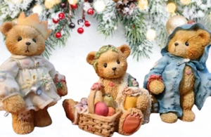 Christmas Bear Figurines Vintage 1984 Enesco Cherished Teddies - Picture 1 of 9