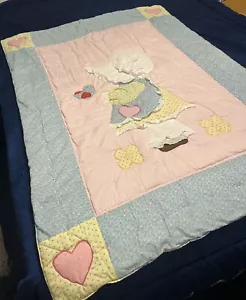 Handgefertigt Vintage Quilt Mädchen mit Vogel 42"" Bx57"" (Q142) - Bild 1 von 8