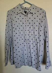 Camicia top blusa Talbots taglia M donna grigia a pois manica lunga con bottoni - Foto 1 di 3