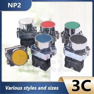 Round Push Button Switche 22mm Panel Mount Momentary ON/OFF Various Colors NP2 - Picture 1 of 13