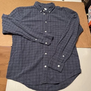 Camicia Everlane uomo media flanella spazzolata check manica lunga blu 100% cotone - Foto 1 di 4