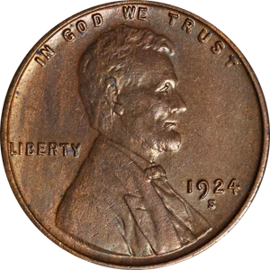 1924-S Lincoln Cent - Picture 1 of 2