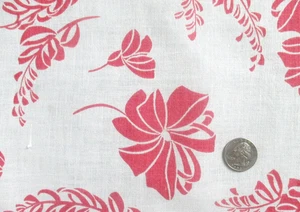 Vintage Partial Feedsack: Large Red and White Bows and Flowers - Picture 1 of 2