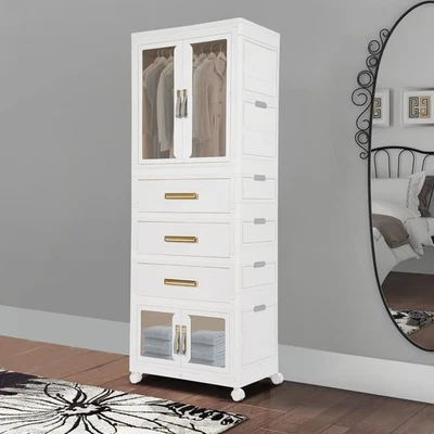 Portable Closet Wardrobe Freestanding Clothes Rack Storage Organizer Shelf - Image 1 of 4