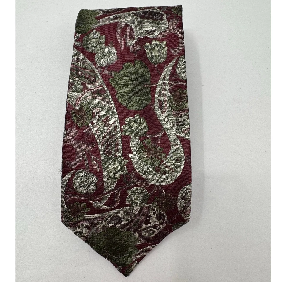Corbata formal para hombre Christian Dior Monsieur roja floral poliéster mezcla seda Foto 1 de 4