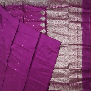 Vintage lila Sari 100 % reine Seide Banarasi Brokat Zari gewebter Sari 5 Jahre Stoff - Bild 1 von 6