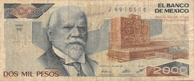 Mexico  2000  Pesos  24.2.1987  Series  BZ  Prefix  J  Circulated Banknote ESK - Image 1 of 2