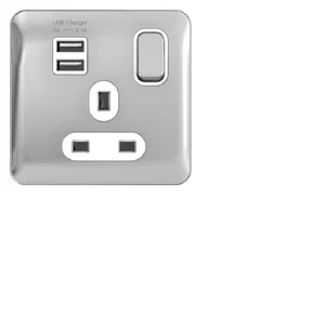 Schneider Lisse Screwless Deco - Switched Single Power Socket, 13A, 2USB - Picture 1 of 1
