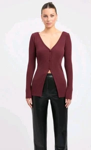 Kookai Cardigan Merino Wool Port Royal Boudeaux Denver Pure Wool Cardi Sz 10 - Picture 1 of 10