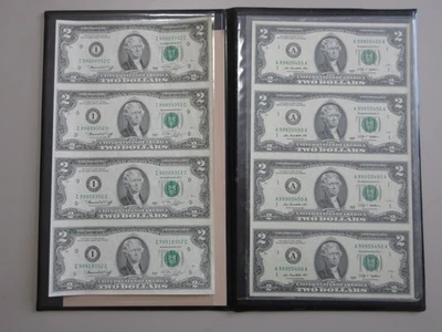 2 UNCUT SHEET OF 4 $2 1976 MINNEAPOLIS AND BOSTON 2009 FRN FEDERAL RESERVE NOTES - Image 1 of 4