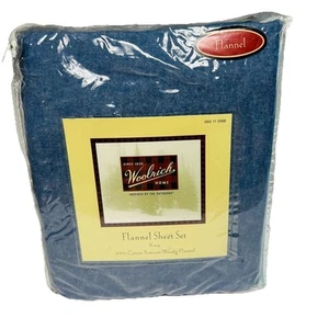 Juego de sábanas de franela Woolrich King azul denim NUEVO fundas de almohada de algodón de peso premium - Imagen 1 de 7