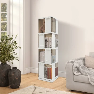 4-Tier Rotating Bookshelf, Book Storage Shelf, Floor Standing Rotating Bookcase - Image 1 of 4