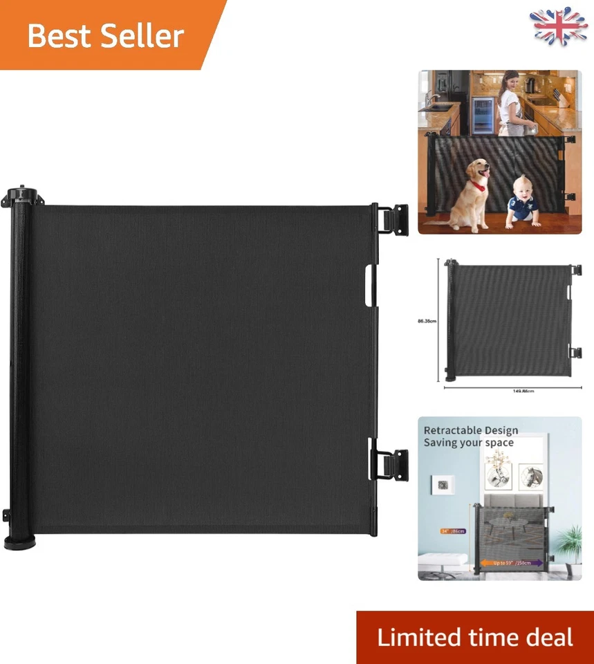 Convenient Wall-Mounted Retractable Baby & Pet Gate 150x86CM - Easy Install - Image 1 of 4