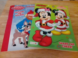 NEW! Lot Of 2 Jumbo Christmas Coloring Books! Disney's Mickey & Friends, Rudolph - Picture 1 of 6