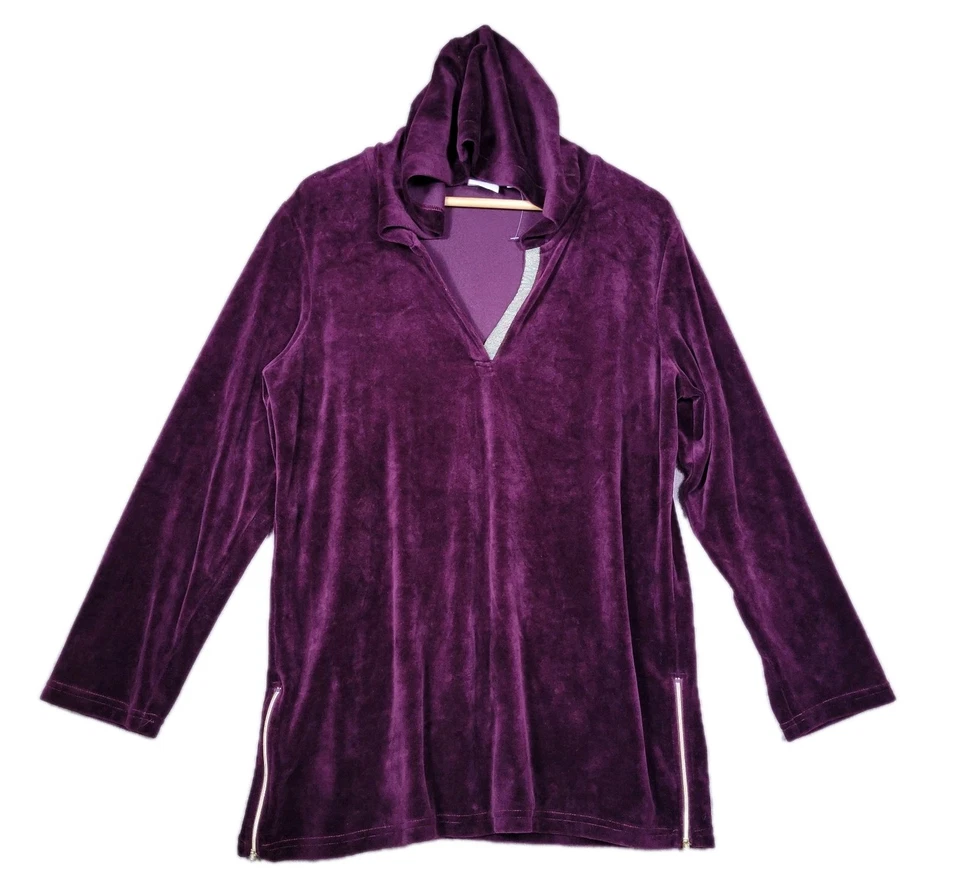 Top túnica cremalleras laterales de terciopelo borgoña 2 (grandes) de CHICO'S para mujer  Foto 1 de 4