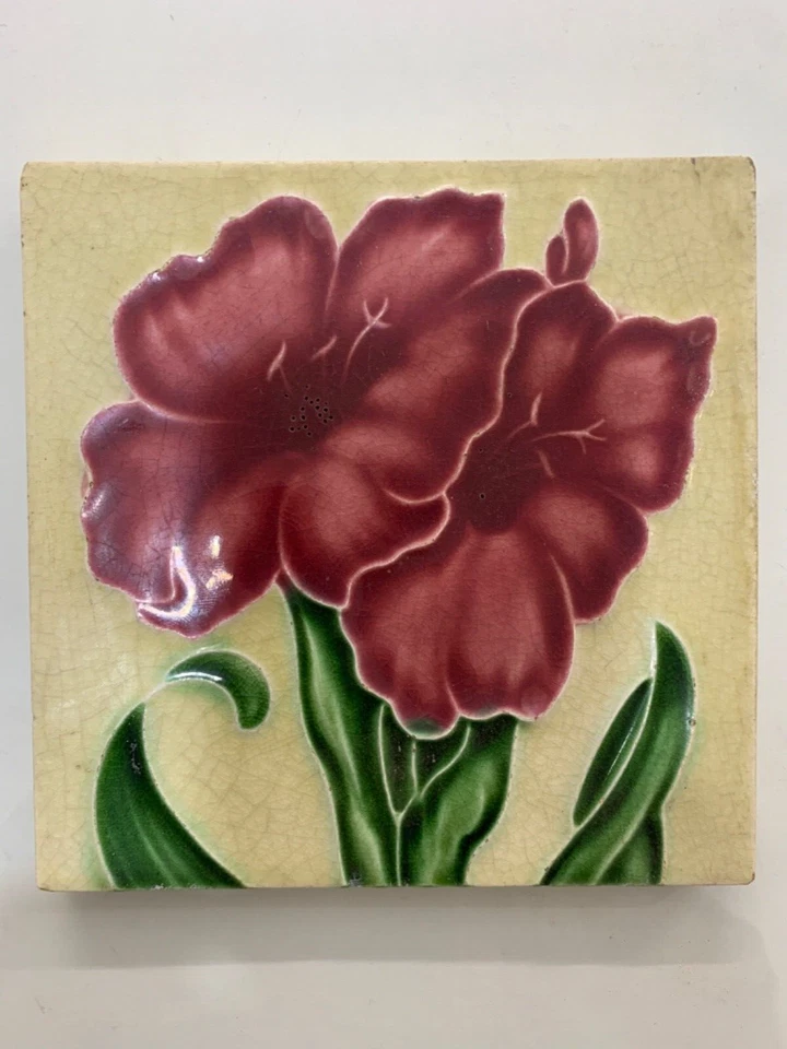 Azulejos Inglaterra Art Nouveau mayólica antigua rara vintage floral 6x6 pulgadas Foto 1 de 1