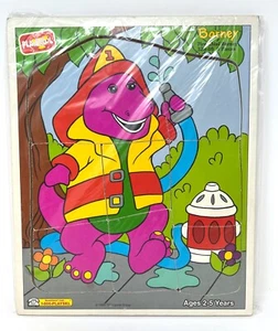 Vintage Playskool 1993 - Fire Chief Barney Dinosaur - Cardboard Puzzle 328-05 - Picture 1 of 6