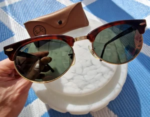 Ray Ban ' W1264 Clubmaster Bausch & Lomb ' Vintage Glass Sunglasses USA ***RARE - Picture 1 of 20
