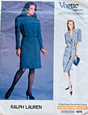 VESTIDO DE MODA AÑOS 80 1979 RALPH LAUREN TALLA 10 DOBLE BOTONADURA UC/FF Foto 1 de 4