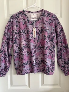 Neu mit Etikett Sundry Größe 0-2 XS Oversize-Sweatshirt lila Blumendruck Pullover 128 $ - Bild 1 von 6