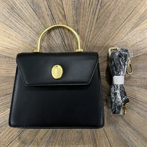 Scarleton Top Handle Satchel Crossbody Purse Bag Small Black And Gold NWT - Picture 1 of 15