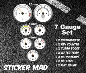 KIDS PEDAL CAR Dashboard Gauges FULL SET Gloss vinyl ( High Quality ) Adhesive - Picture 1 of 1
