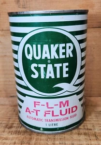QUAKER STATE CANADA F-L-M A-T AUTOMATIC TRANS FLUID TIN CAN FULL 1 LITRE VINTAGE - Foto 1 di 7