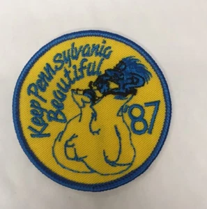 Keep Pennsylvania Beautiful 87 1987 Yellow Blue Bügelbild Patch Vintage PA - Bild 1 von 1