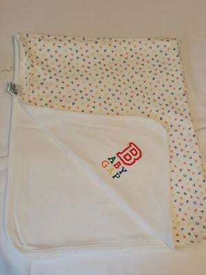 Baby Gap одеяло алфавит двусторонний твердый белый 2 слоя приема новый с Ярлыками 32 x 38  - Изображение 1 из 4