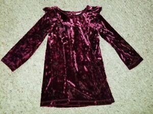 HEALTHTEX Burgundy Long Sleeved Velvet Dress Girls Size 18 months