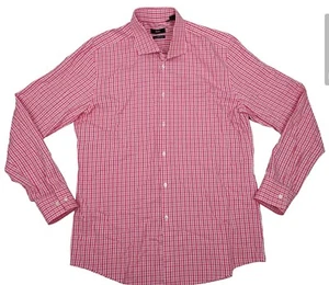 Camisa a Cuadros Para Hombre Hugo Boss Botón Frontal Rosa Talla 43/17 Algodón Egipcio Calce Ajustado - Imagen 1 de 9