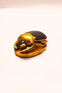 Black and gold Egyptian Scarab - Ancient Egyptian Beetle Scarab - Made In Egypt - Picture 1 of 3