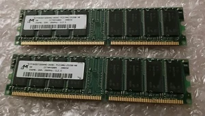 2 x Micron MT8VDDT3264AG-265B1 256MB PC2100 266Mhz CL2.5 Desktop Memory (512mb) - Picture 1 of 2