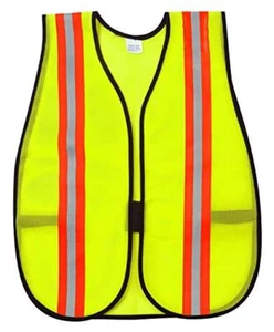 Chaleco de seguridad de malla de poliéster de uso general amarillo/cal a rayas de 1 pulgada - Imagen 1 de 1