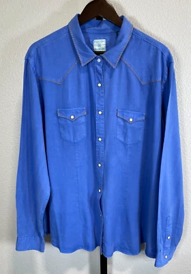 Camisa occidental Panhandle delgada para mujer azul manga larga perla a presión talla XXL Foto 1 de 4