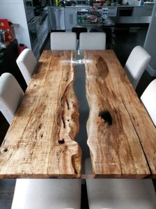 Buy Clear Epoxy table/ Walnut dining table transparent / Epoxy Resin home Decor - Picture 1 of 6