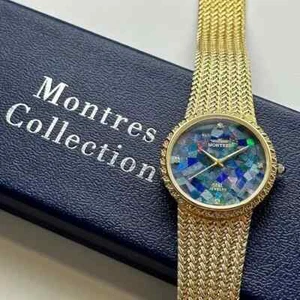 Orologio Montres orologio da polso pietra naturale opale oro blu MS-008G-GOP quarzo unisex - Foto 1 di 6