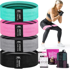 4 Fabric Resistance Bands Set for Legs, Hip, Thigh, and Glute Workouts - Picture 1 of 12