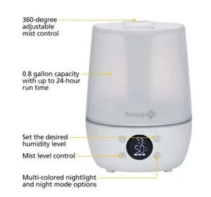 Home Ultrasonic Cool Mist Filter Free Humidifier Adjustable Mist Control Desktop - Picture 1 of 12